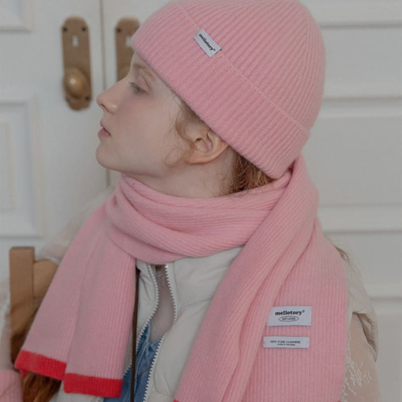 mellotory cashmere 100 lip line muffler (light pink)
