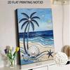 Frameless Pearl Painting DIY Kit Ocean Beach Palm Tree Seashell Starfish 3D Sparkling Bead Canvas Relaxing Creative Craft for Art Lovers