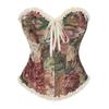 Corsé Top Strapless con Tapiz de Pintura al Óleo Vintage con Ribete de Volantes Lazo Frontal Corsé con Ballenas para Mujer
