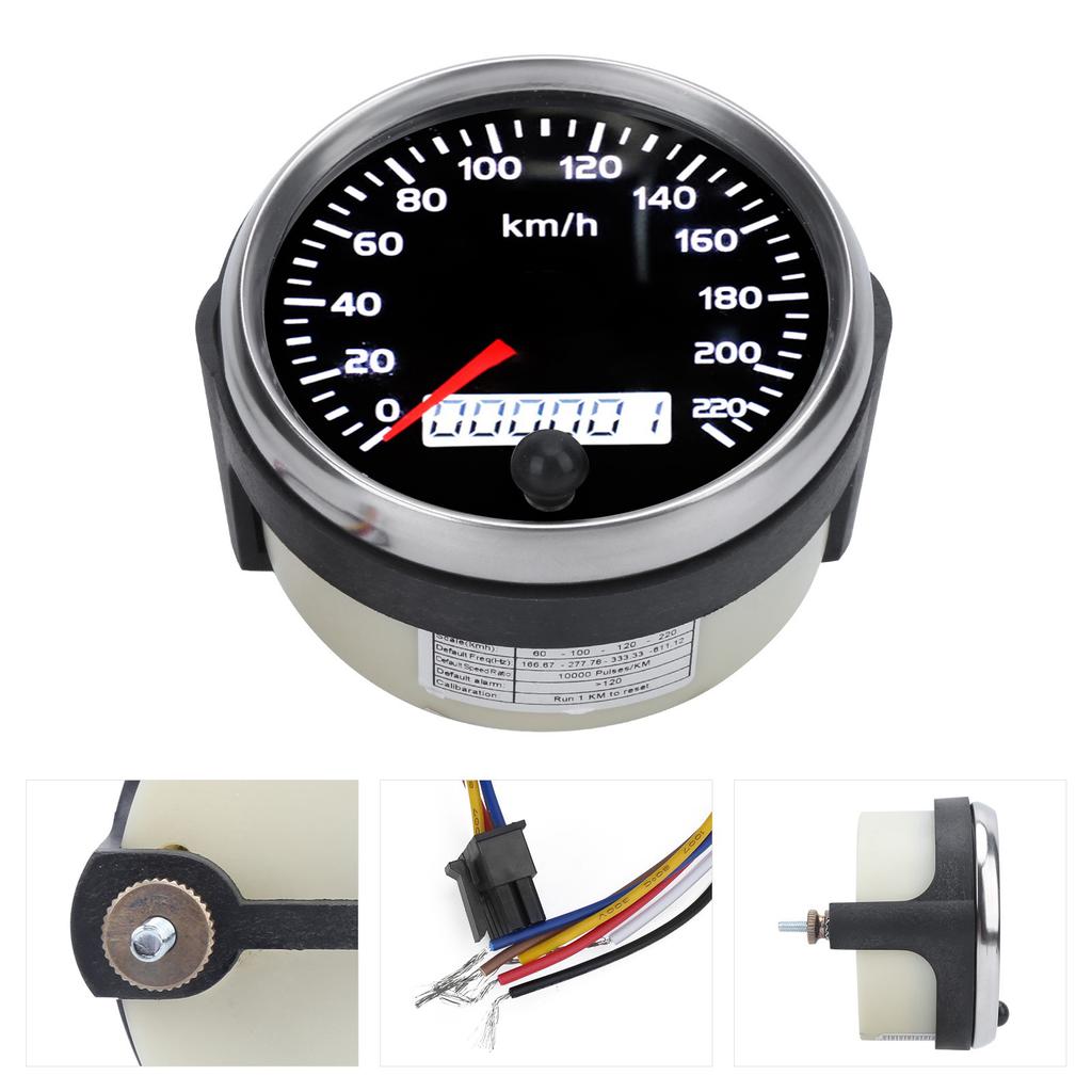 Ceas Vitezometru 85MM 0‑220km H 2‑în‑1 Indicator Afișaj LCD 12V 24V pentru Mașină Camion Barcă