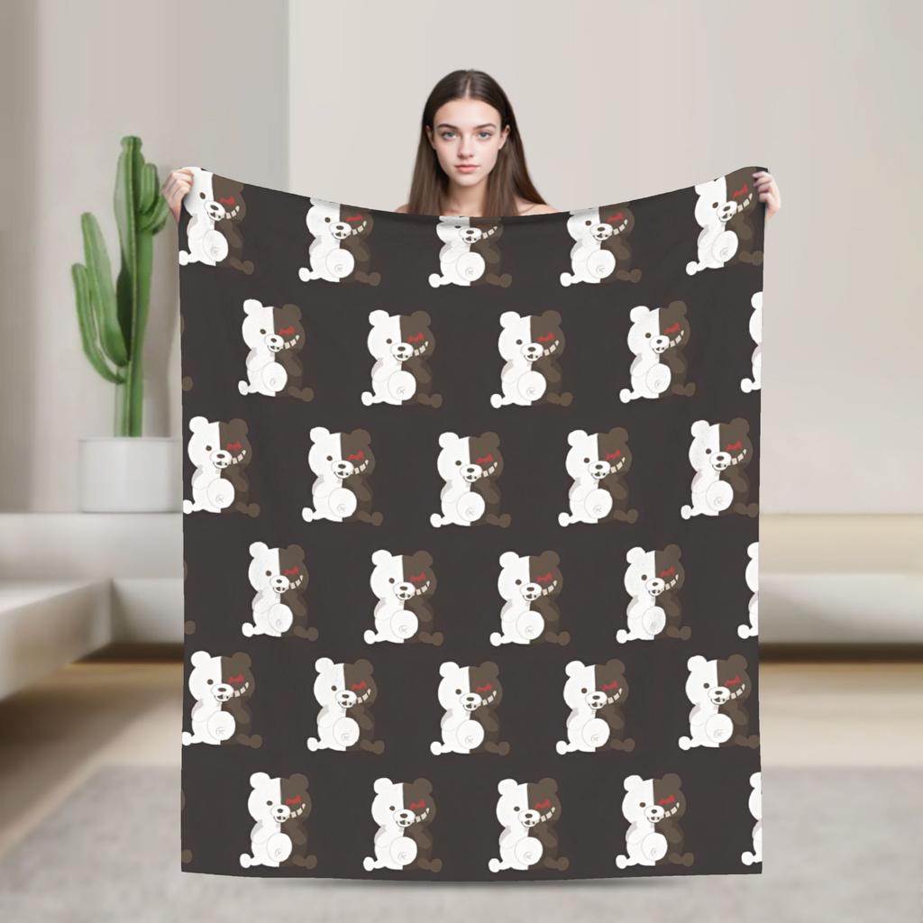 Danganronpa Game Anime Blankets Monokuma Nagito Flannel Novelty Warm Throw Blankets for Bedspread All Season Couch