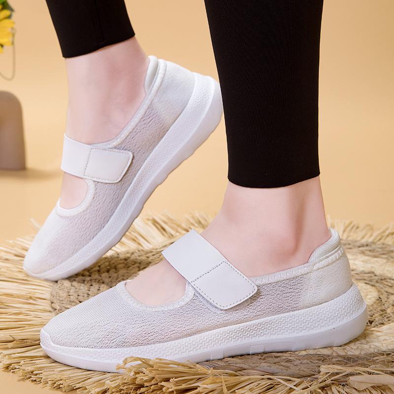 Large size nurse shoes women's little white shoes work shoes old Beijing cloth shoes non-slip flat shoes one pedal women's shoes