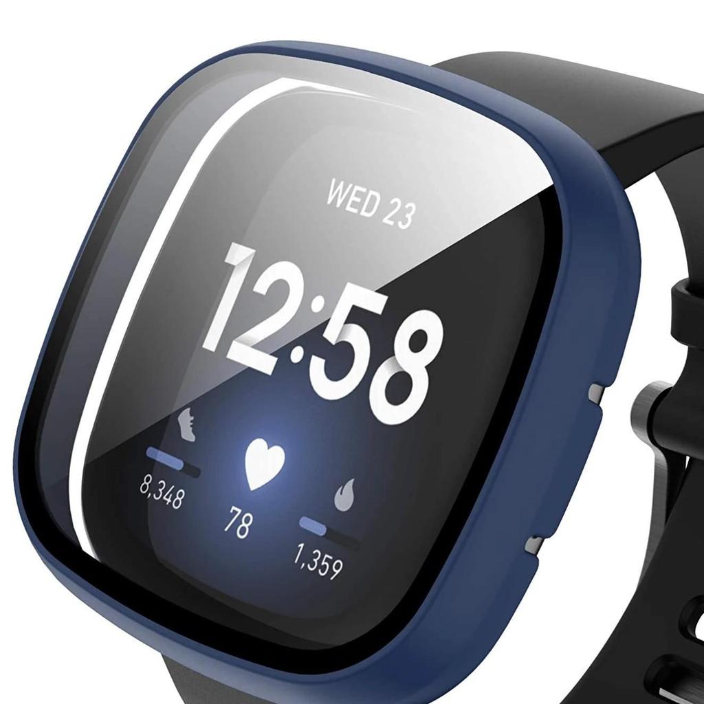 Matte Schutzhülle mit gehärtetem Glas für Fitbit Versa 4/3/Sense 1/2