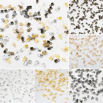 200pcs/lot For DIY Bead String Connectors Tip Leather Cove Caps Crimp Clip Jewelry Making Ribbon Delicate Jewelry Accessories Supplies