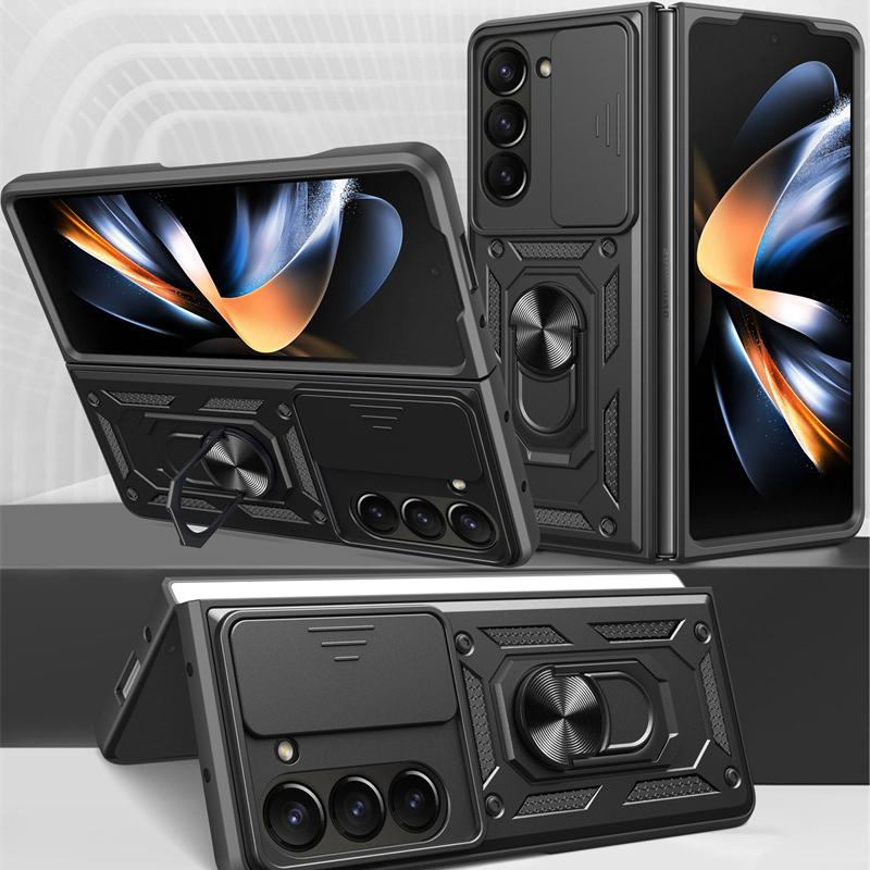 Armor Shockproof Case for Samsung Galaxy Z Fold 6 5 4 3 5G Protective Cover with Ring Magnetic Holder Business Full Protection Cover
