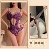 Purple Erotic Underwear, Sexy Lace Hollowed-out Suspenders Show Large Perspective, Free Backless Pajamas, Pure Desire Set