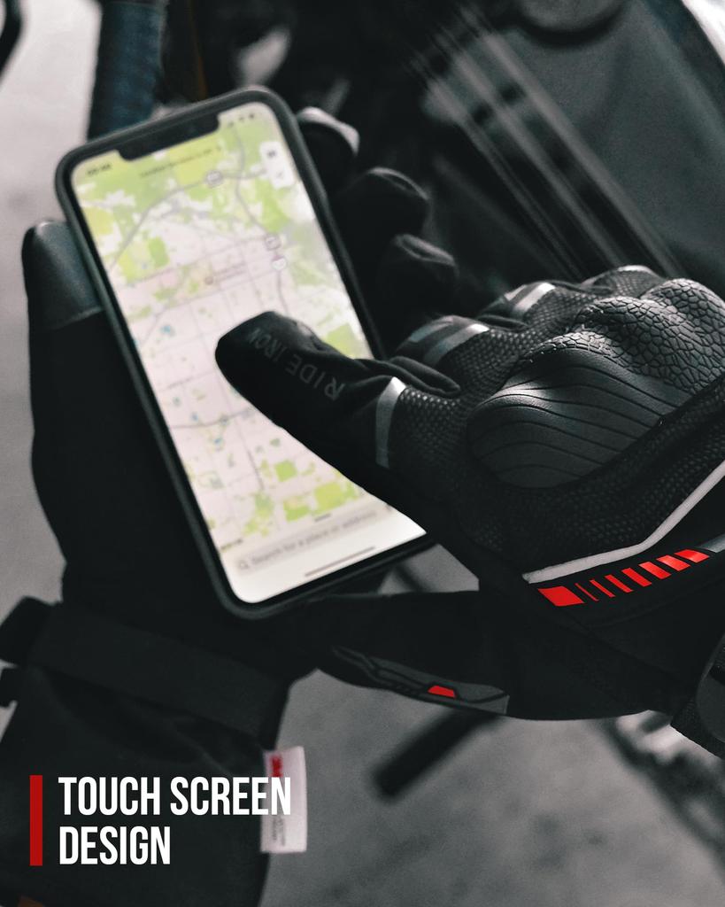 RIDEIRON Motorrad Smartphone Kalthandschuhe, Winter, Wasserdicht, Kompatibel, Wetter, Winddicht, Schützend, Fleecefutter, Rutschfest
