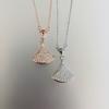 Small Dress Fan Zircon Clavicle Necklace, Fashion Luxury Elegant