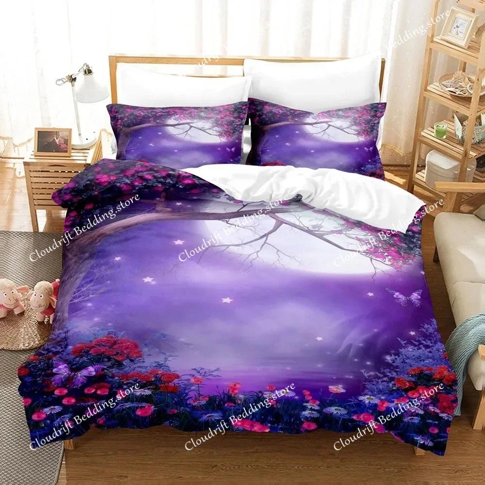 3D Landscape Duvet Cover King Full Size Summer Palm Trees Beach Sea Waves Ocean Theme for Kids Girl Boys Polyester Bedding Set