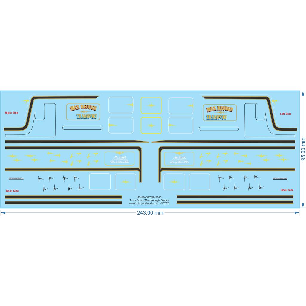 Truck Doors 'Max Keough' Decals - 1/25 - Water Decal