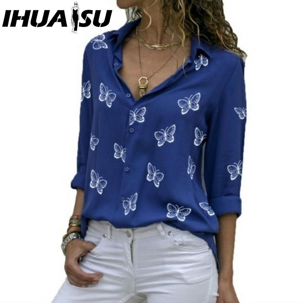 IHUASU Women's Fashion Casual  Long Sleeve POLO Neck Blouses & Shirts