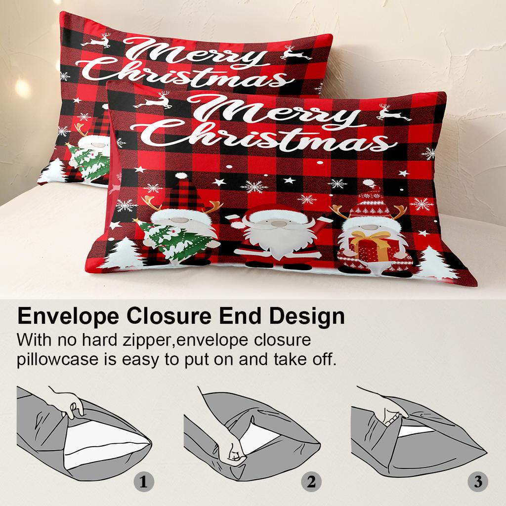 3Pcs/Set Christmas Reindeer Snowman Bedding Set Includes 1 Duvet Cover And 2 Pillowcases Soft And Skin-Friendly