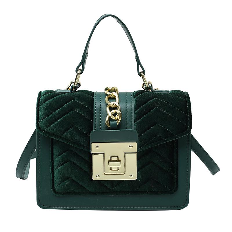 Women's bag 2025 new European and American fashion retro velvet handbag, small fragrant style rhombus messenger small square bag tide