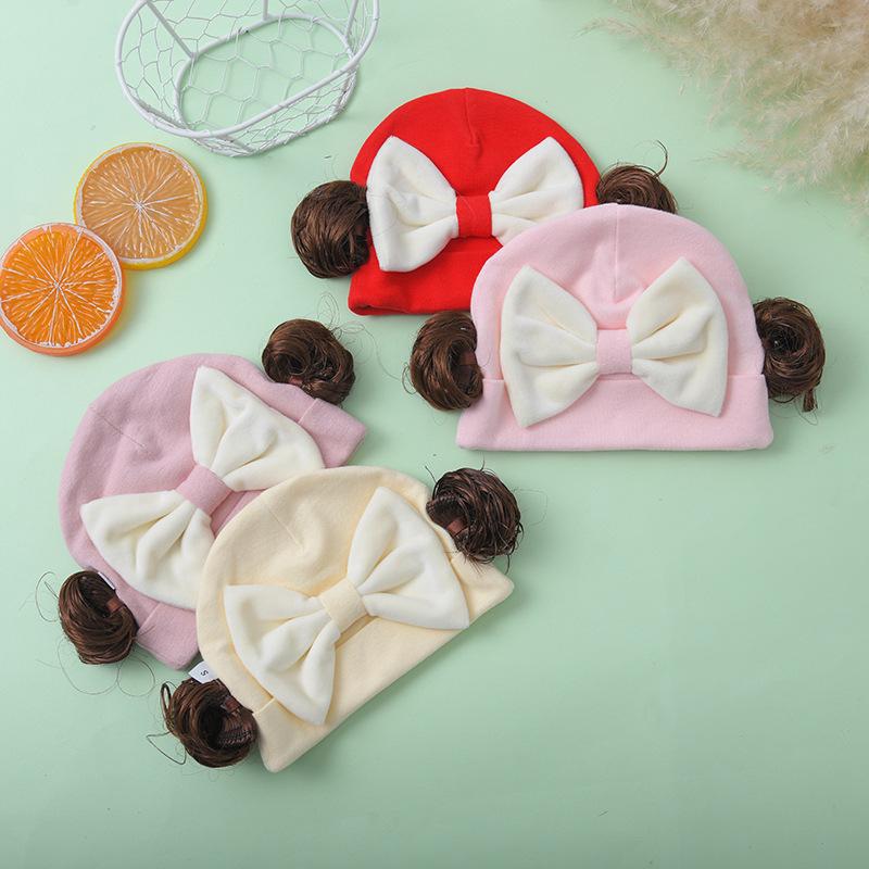 Infant Bow Warm Pullover Cotton Hat for Newborn Girls