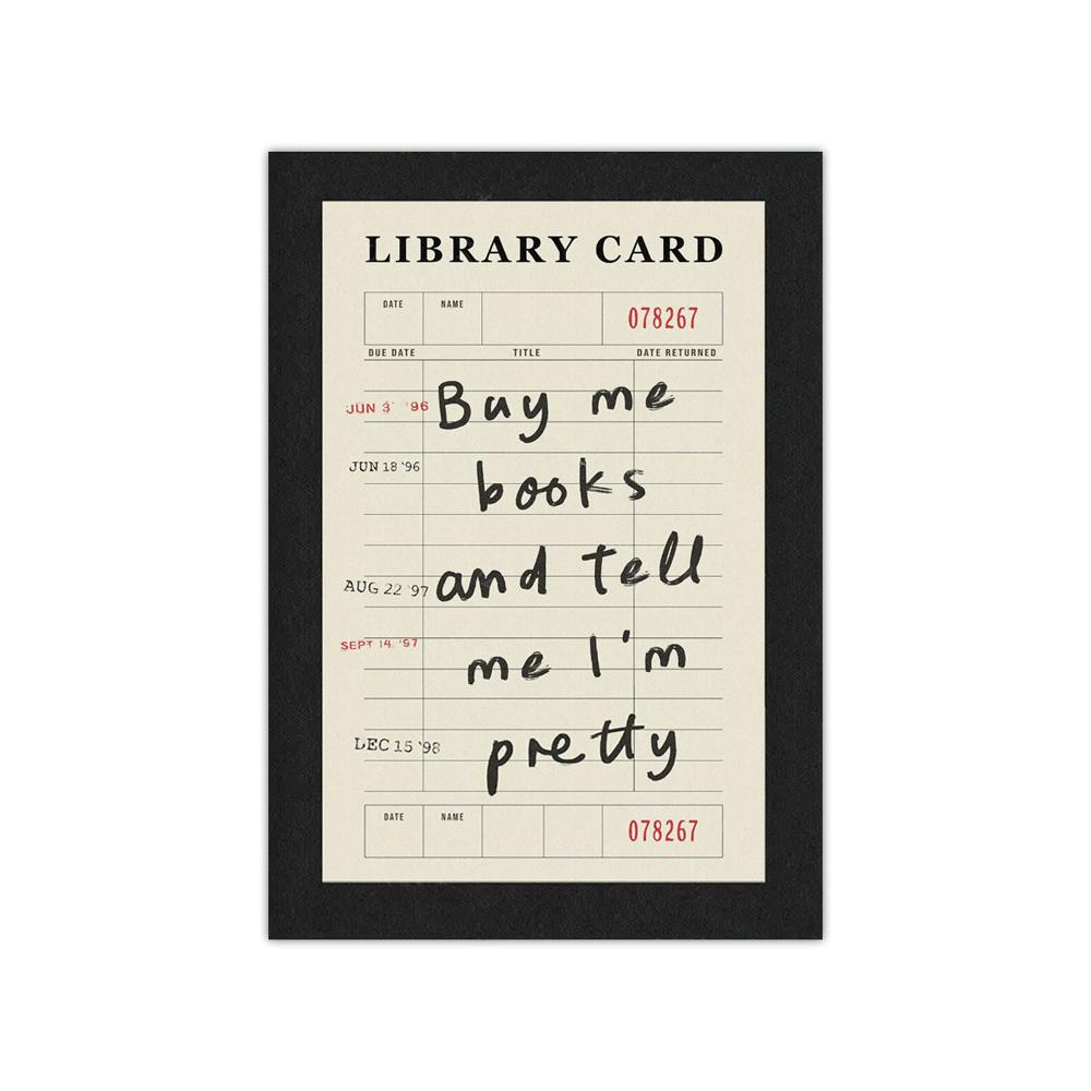 1PC Frameless Buy Me Books and Tell Me I m Pretty Posters Canvas Painting Multicolor Library Card Book Lover Wall Art Home Decor 21X30CMNo Framed