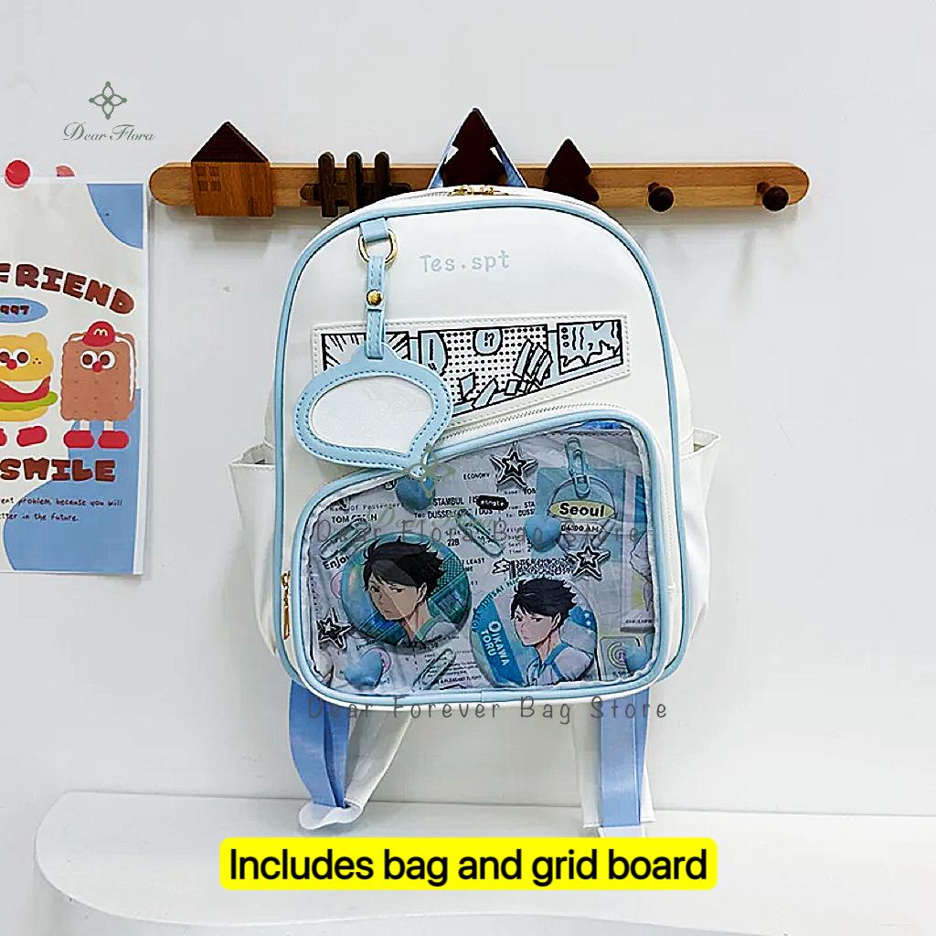 Y2k Anime Ita Backpacks Girls Transparent Bag Students DIY Display Schoolbag Cute Large Capacity Rucksack Casual Travel Knapsack