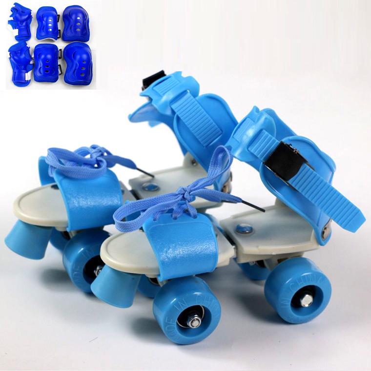 Children's Double-Row Four-Wheel Roller Skates with Protective Gear