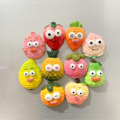 3Pcs Refrigerator Stickers Cute & Creative Kitchen Decor 3D Resin Funny Magnetic Cartoon Fridge Stickers
