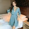 Sexy pajamas women's ice silk thin with chest pad lace suspender nightdress two-piece loungewear available
