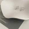 Metal Crossed Star Crystal Zircon Earrings for Women Girls Novel Geometric Four-Pointed Star Stud Earrings Party Jewelry