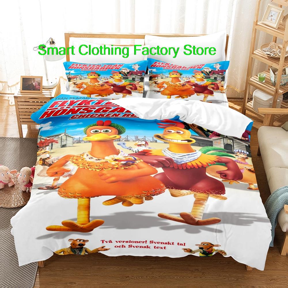 Bed Set Teenagers Bedroom Duvetcover Sets Fashion Bed Sheet Set Chicken Run Bedding Set Single Twin Full Queen King Size 135x200cm