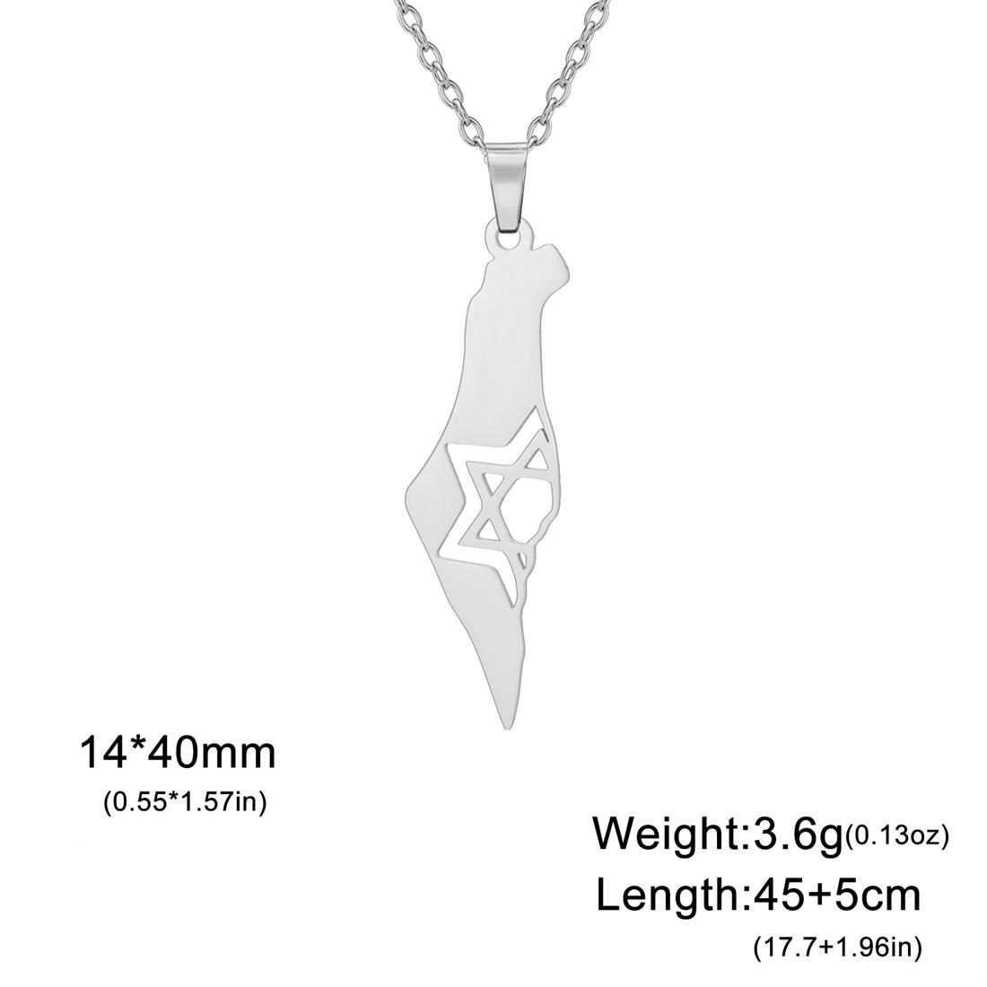 

Israel Palestine Map Necklaces for Women Men Stainless Steel Hebrew Star of David Pendant Jewish Jewelry Gifts Wholesale