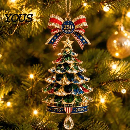 Decorative Ornaments for Fireplaces 250th Anniversary Christmas Tree Ornament, 2D Acrylic Decor, Lightweight 1776-2026 Patriotic Commemorative Hanging