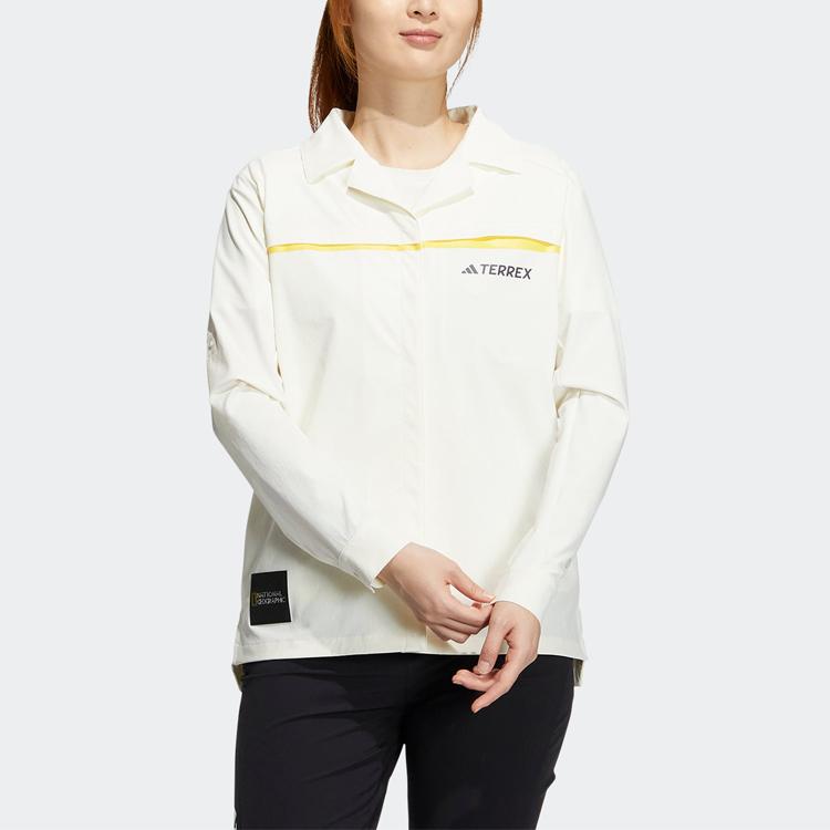 Adidas X National Geographic Collaboration Outdoor Sports Letter Print Long Sleeve Shirt Women shirts Jade-White IC1995