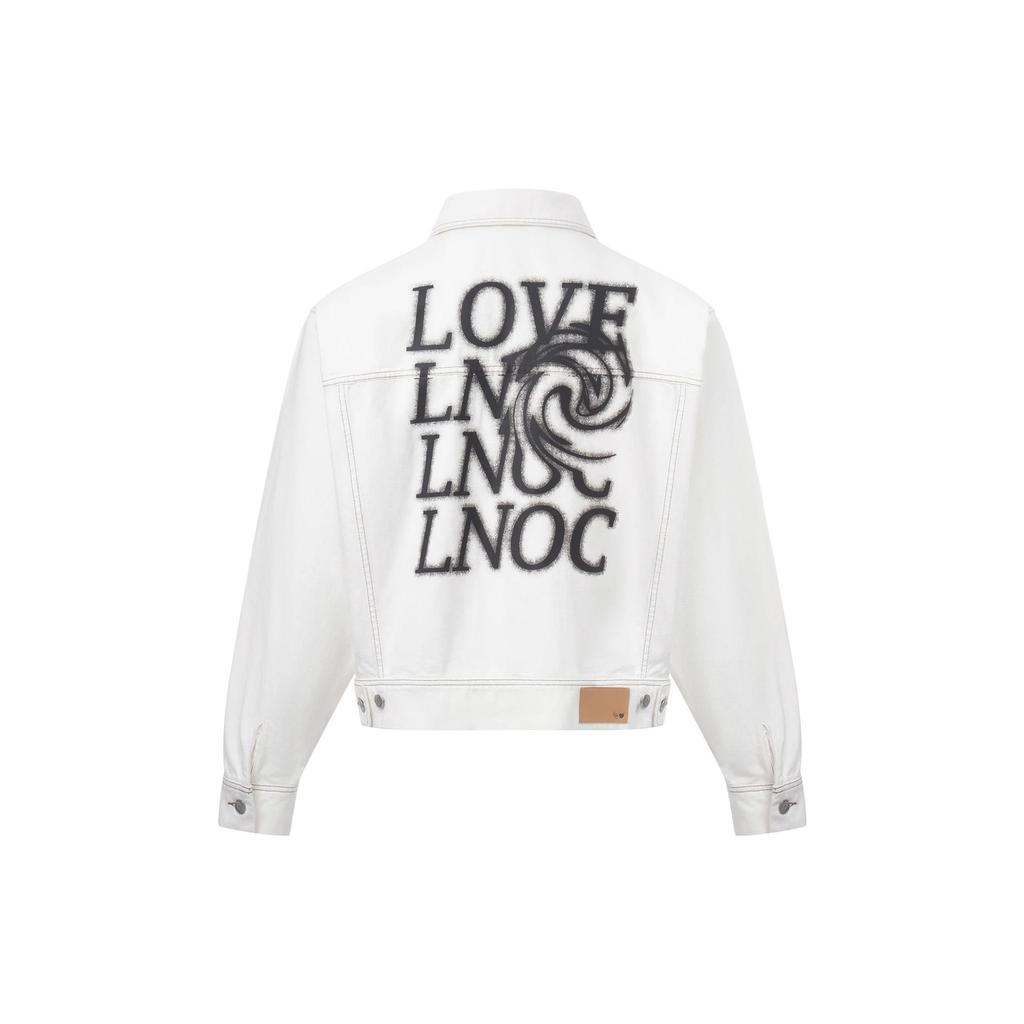 Li Ning Denim Jackets Unisex White Lapel Moderate Straight Fit AJDT069-1