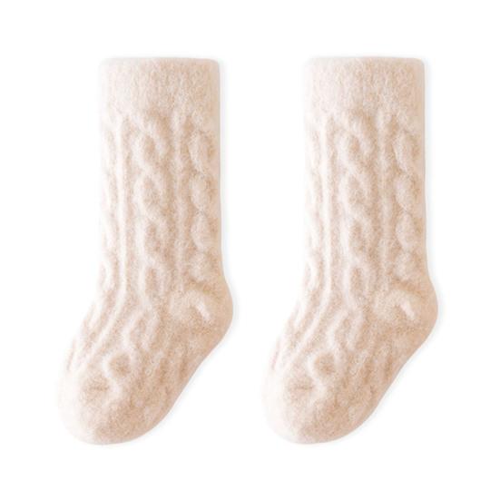

1 Pair Winter Warm Baby Mid Tube Socks Thick Soft Toddler Socks with Non-Slip Stretchy Kids Mid-Crew Thermal Socks XS