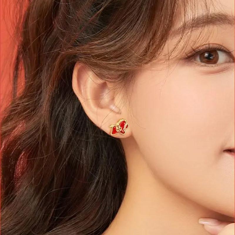 Zodiac Horse Coin Earrings: Luxurious Chinese New Year Gift