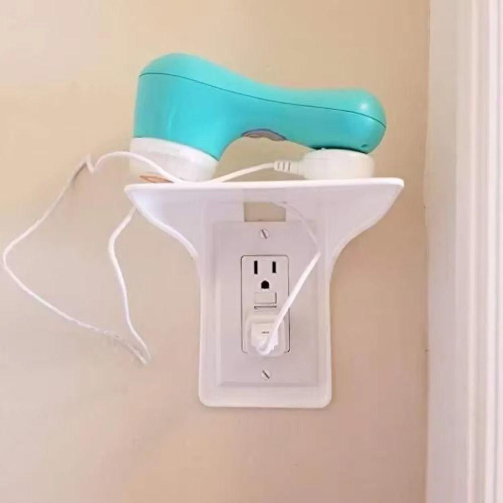 2PCS No Drilling Switch Storage Rack Plastic USB Rack Convenient Wall Outlet Shelf  Living Room
