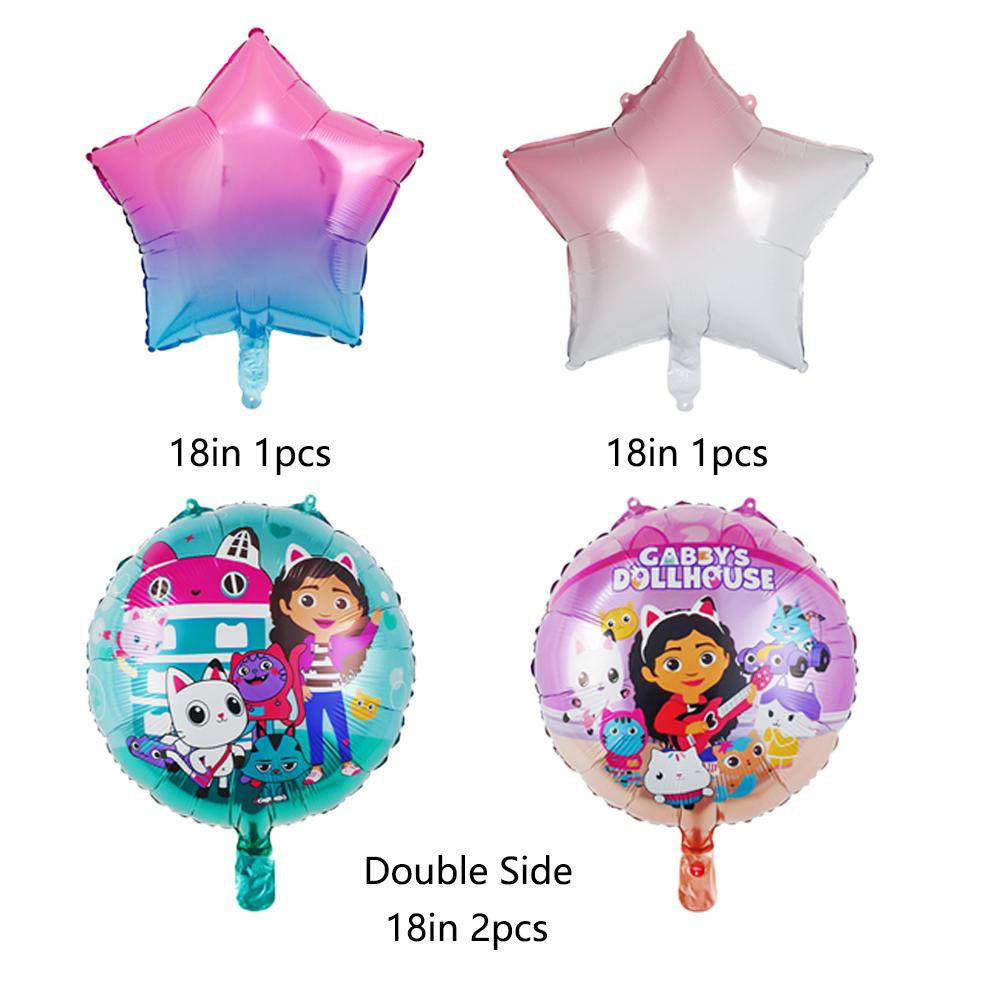 6 Pcs Gabby Doll Birthday Party Balloon for Baby Shower, Gender Reveals