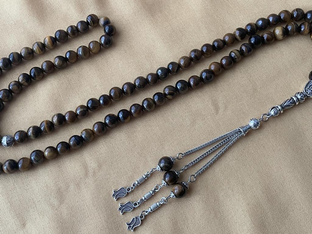 99 Tigerauge-Rosenkranz, Schmuckzubehör, Geschenk, 99 Perlen