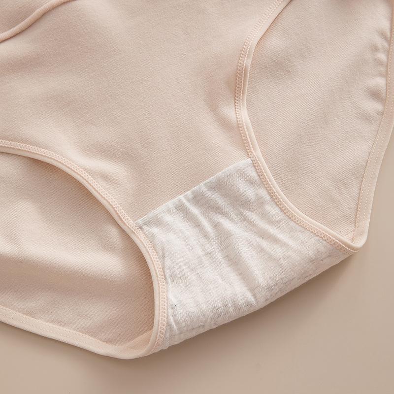 Plus Size Women Simple Pure Color Cotton Comfortable Skin Friendly Anti Bacterial High Waist Briefs