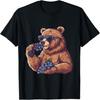 Blueberry Bear Sunglasses Artwork Watercolor Motif Portrait T-Shirt