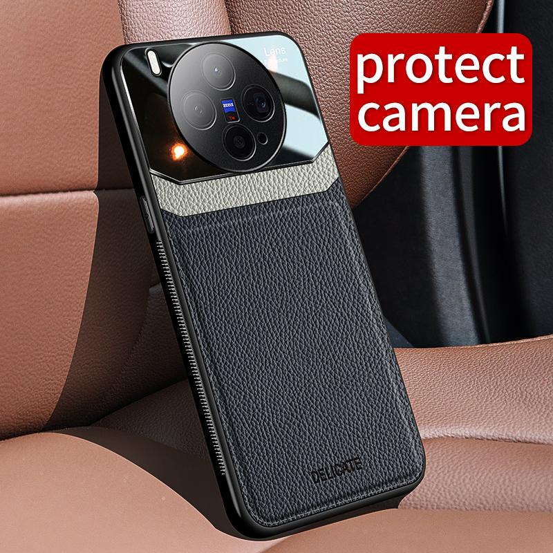 EUCAGR Luxury Acrylic Leather Case For VIVO X300 Pro X300Pro Camera Protect Phone Back Cover for VIVO X300 Frame Coque