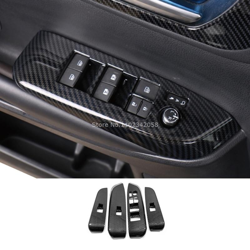 For Toyota Highlander 2015- Car Carbon Fiber Color Interior Decoration Cover window lift swtich gear shift panle Accessories
