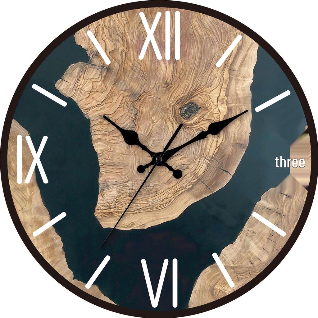 Nordic Minimalist Wood Grain Acrylic Silent Wall Clock for Living Room Decor
