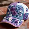 Baseball Hat Embroidery Flower Pattern 3D Printing Retro Sun Protection Summer Cap Hiking Outings Traveling