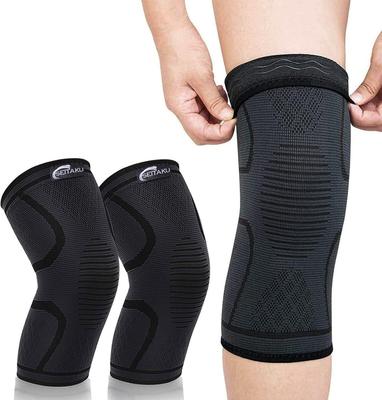 Knä Högt Andningsbart och Lämpligt för och Vardagsstöd, Sport, Stretchigt, Volleyboll, Löpning, Basketboll, Livet, Unisex, 2-pack (XL, Svart)