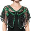 Bling Bling Sequins Poncho Coat Retro Flapper Shawl  Dress Decorative Shoulder