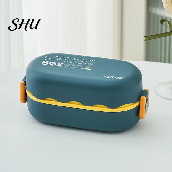 Lunch Food Box Bento Waterproof Good Sealing Double Layer Large Capacity Multifunction School Kids Container with Spoon Daily Use Storage