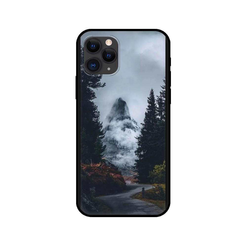Black tpu case for iphone 5 5s se 2020 6 6s 7 8 plus x 10 XR XS 11 12 mini pro MAX back cover Landscape Winter Light Snow