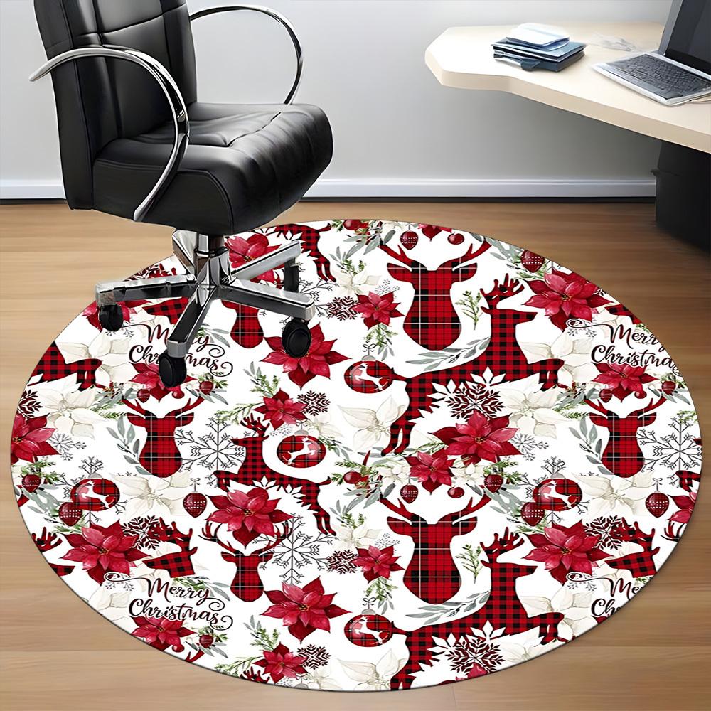 1pc Christmas Deer Decorations Chair Carpet for Office Non Slip, Lightweight, Machine Washable Rug for Office Holiday Decor