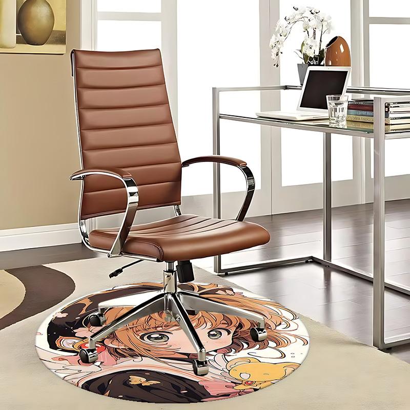 1pc Cardcaptor Sakura Round Carpet Anime Design Chair Mat for Office, Home Decor, Living Room, Bedroom