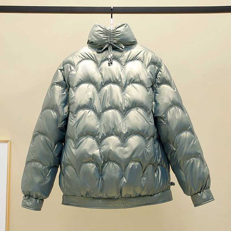 Shiny Down Cotton Jacket Female Short Winter Korean Version of Loose Cotton Coat Solid Color Small Outwear Wash Free