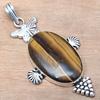 Pendant Tiger's Eye Gemstone Handmade Gift For Her Ethnic Silver Jewelry 3"