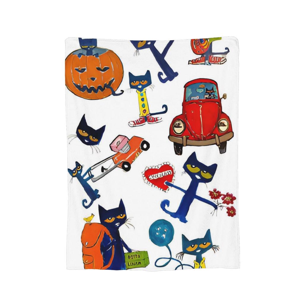 Pete the Cat Cartoon Cat Flannel Blanket Fashion Throw Blankets for Bed Sofa Couch 200x150cm Bedspread