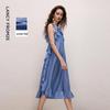 LANCU French Ruffle Sleeveless Acetate Blend Maxi Dress